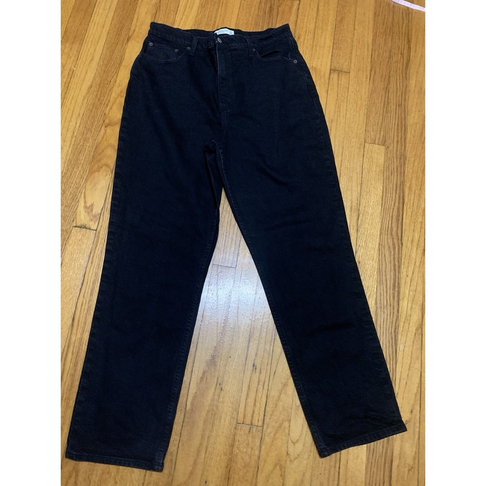 ABERCROMBIE AND FITCH Curve Love 90s Straight High Rise  Black Vintage Wash 32